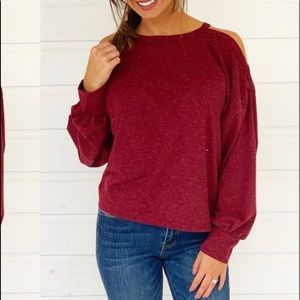 Glam Burgundy Open Shoulder Top